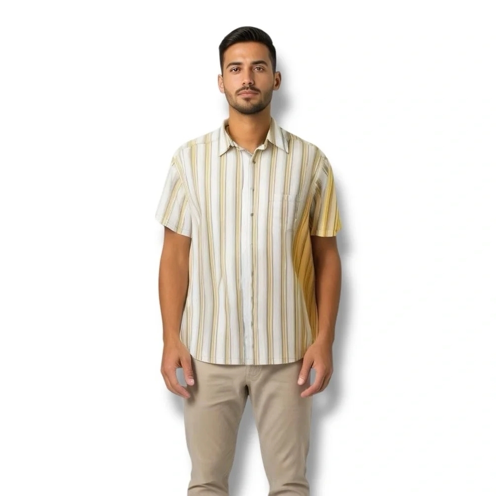 KÜHL Short Sleeve Button Up Casual Hiking Shirt Cotton Striped Used Size XL